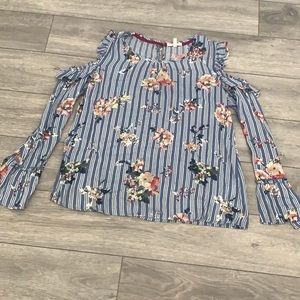 Maurices Cold Shoulder Floral & Stripe Top